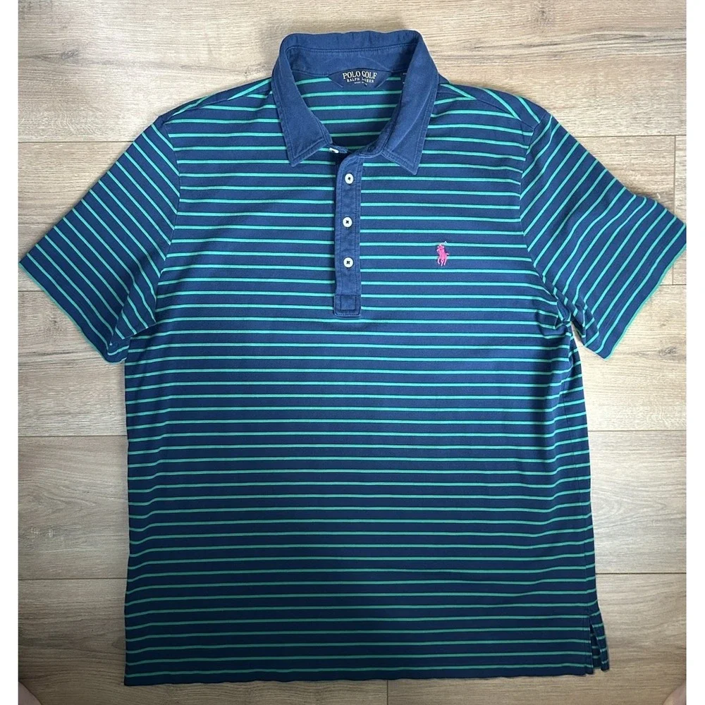 Polo Golf Ralph Lauren Shirt Green Blue‎ Pink Pony X-Large EUC